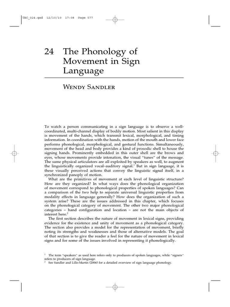 Phonology of Movement | PDF | American Sign Language | Sign Language