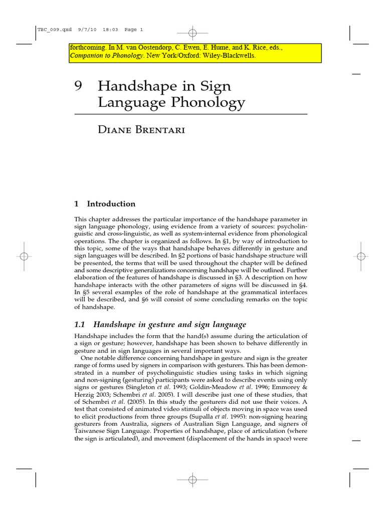 Handshape in Sign Language Phonology | PDF | Sign Language | American ...