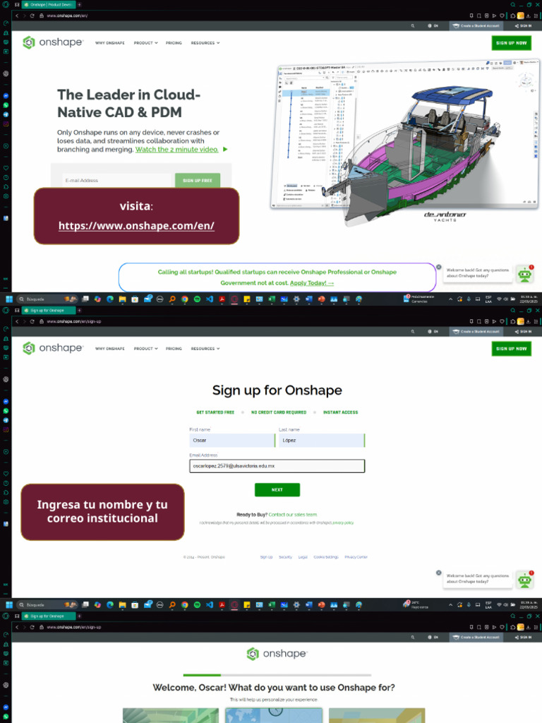 Instruccciones Cuenta OnShape | PDF