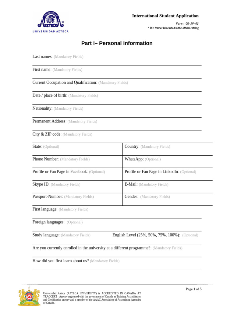 UA Student Application or-AP-01 | PDF | Academic Degree | Academia
