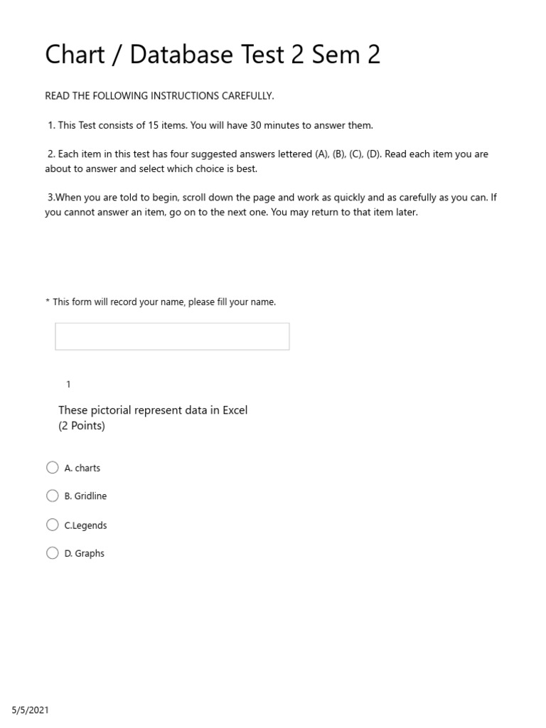 Chart - Database Test 2 Sem 2 (Preview) Microsoft Forms | PDF | Table ...