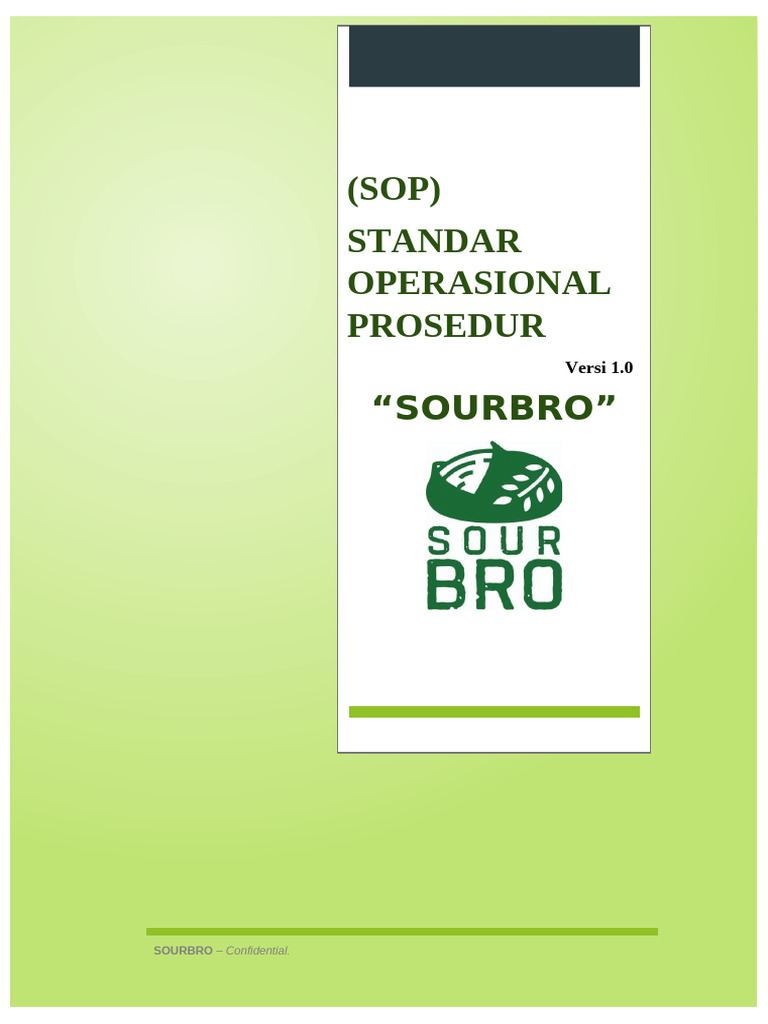 Draft Standart Operating Procedurs Sourbro | PDF