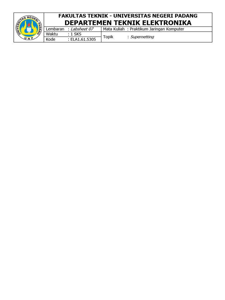 Labsheet 7 - Supernetting | PDF
