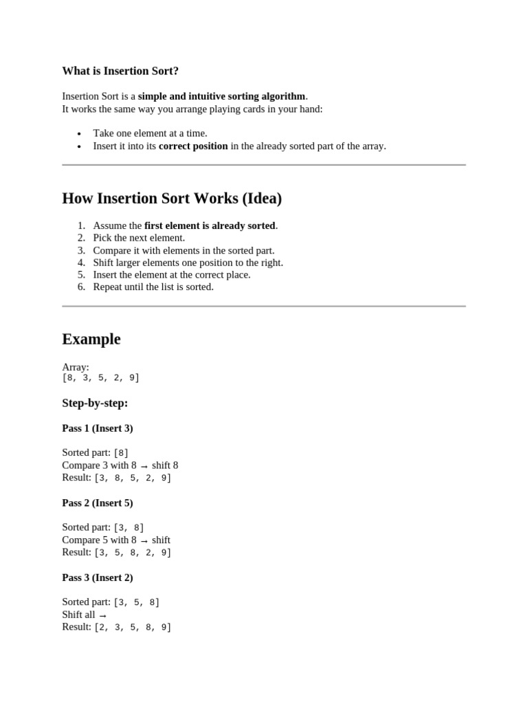 Insertion Sort | PDF