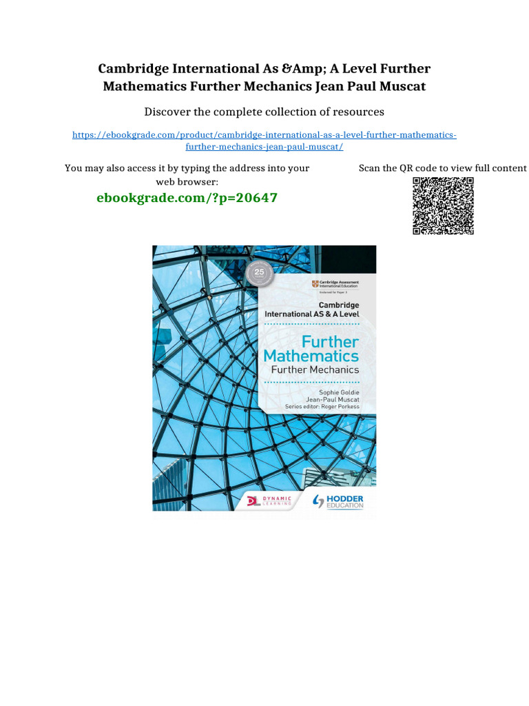 Cambridge International AS & A Level Further Mathematics Further ...