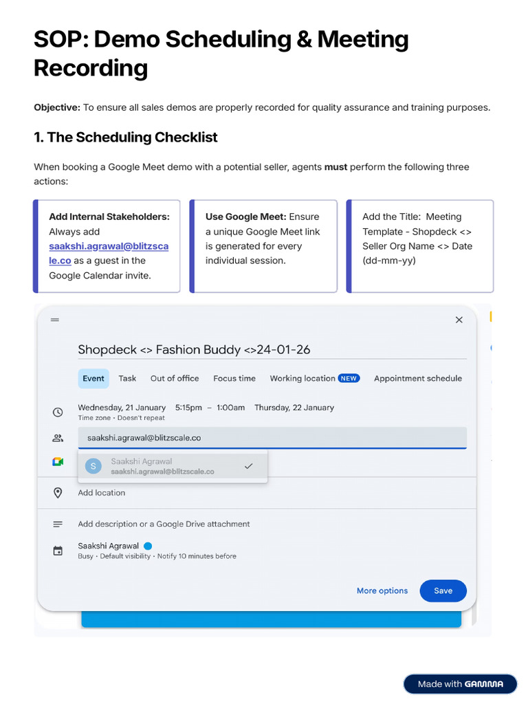 SOP Demo Scheduling and Meeting Recording | PDF