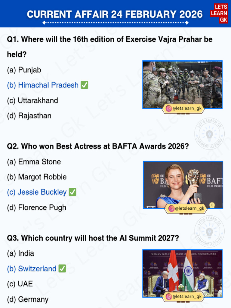 Current Affairs 24 February 2026 | PDF