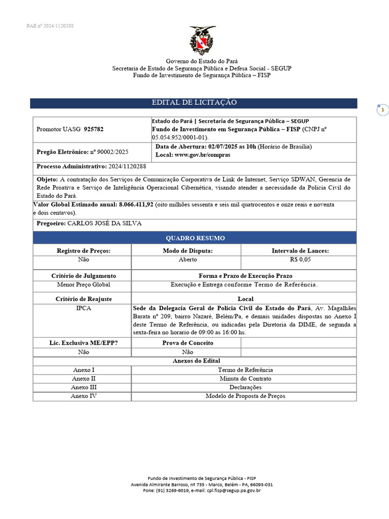Edital - PE n90002 - 2025 - FISP - Links (Versao Final) | PDF