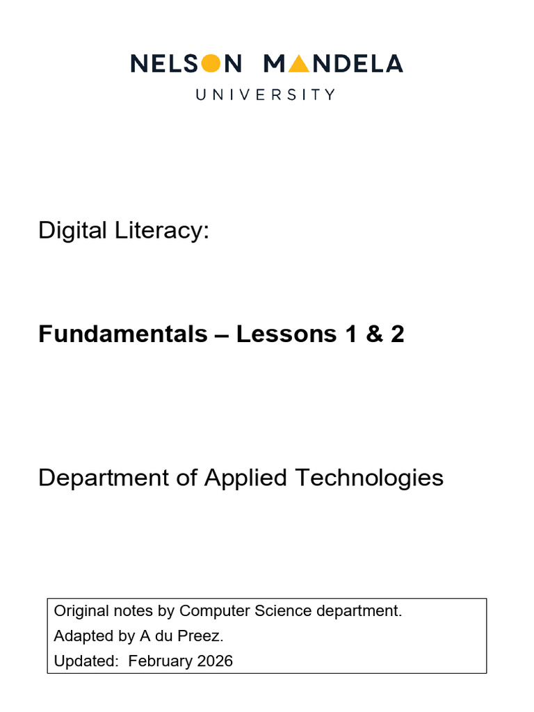 Digital Literacy - Fundamentals Notes - Lessons 1 and 2 | PDF | Window ...