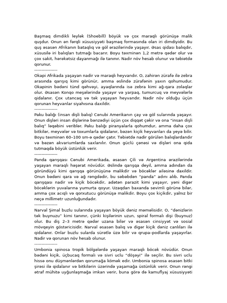 Heyvanlar | PDF