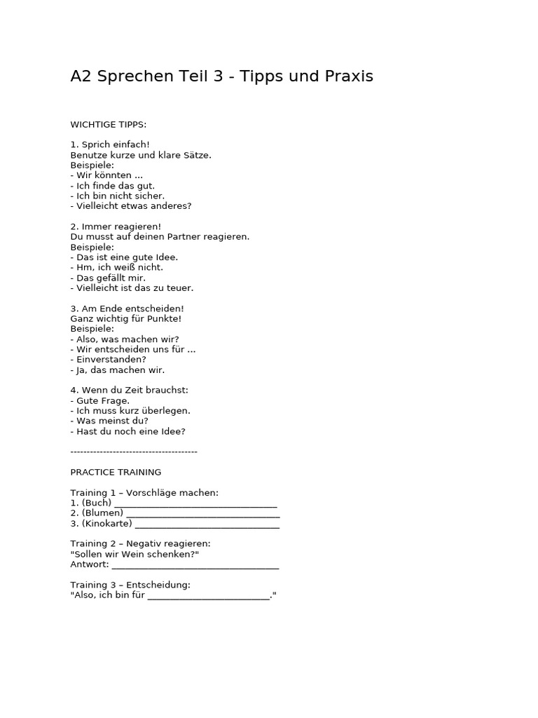 A2 Sprechen Teil 3 Tipps Und Praxis Umlaut | PDF