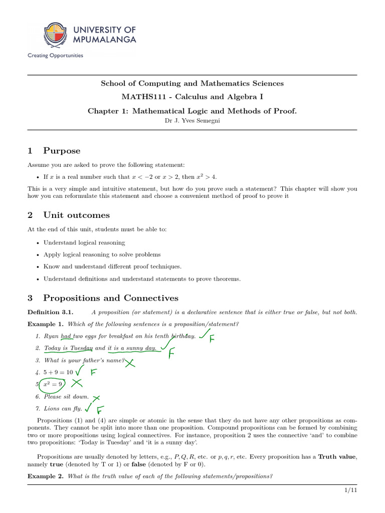 Chapter1-Mathematical Logic and Methods of Proof-Edited | PDF ...