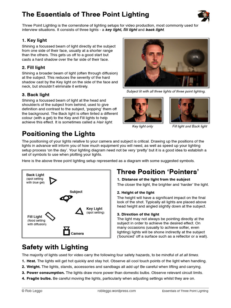 Three Point Lighting Handout Web | PDF | Lighting | Electromagnetic ...