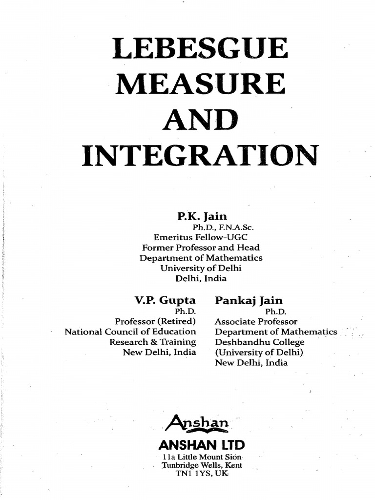 Lebesgue Measure and Integration 4f2ry5zsni | PDF | Set (Mathematics ...