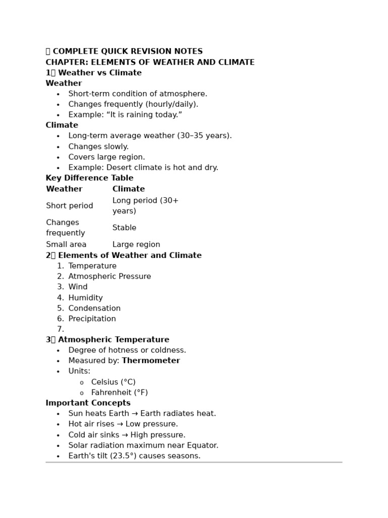 Elements of Weather and Climate | PDF | Wound | Rain