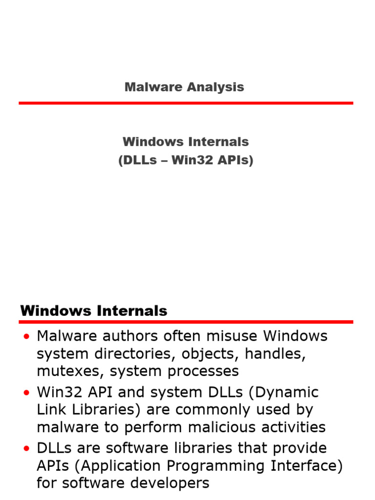 6 Malware - Windows Internals - DLLs Win32 APIs | PDF | Microsoft ...
