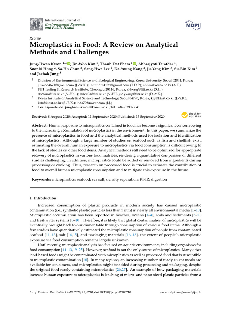 Hong 2020 Microplastics Food Analytical Methods | PDF | Bivalvia