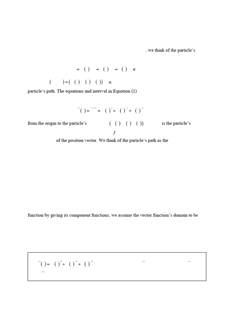 Note 6-Vector Valued Functions and Motion in Space | PDF | Derivative ...
