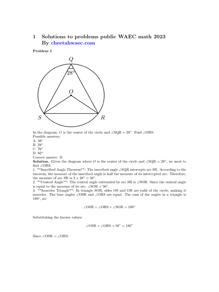 2023 Solutions | PDF | Circle | Angle