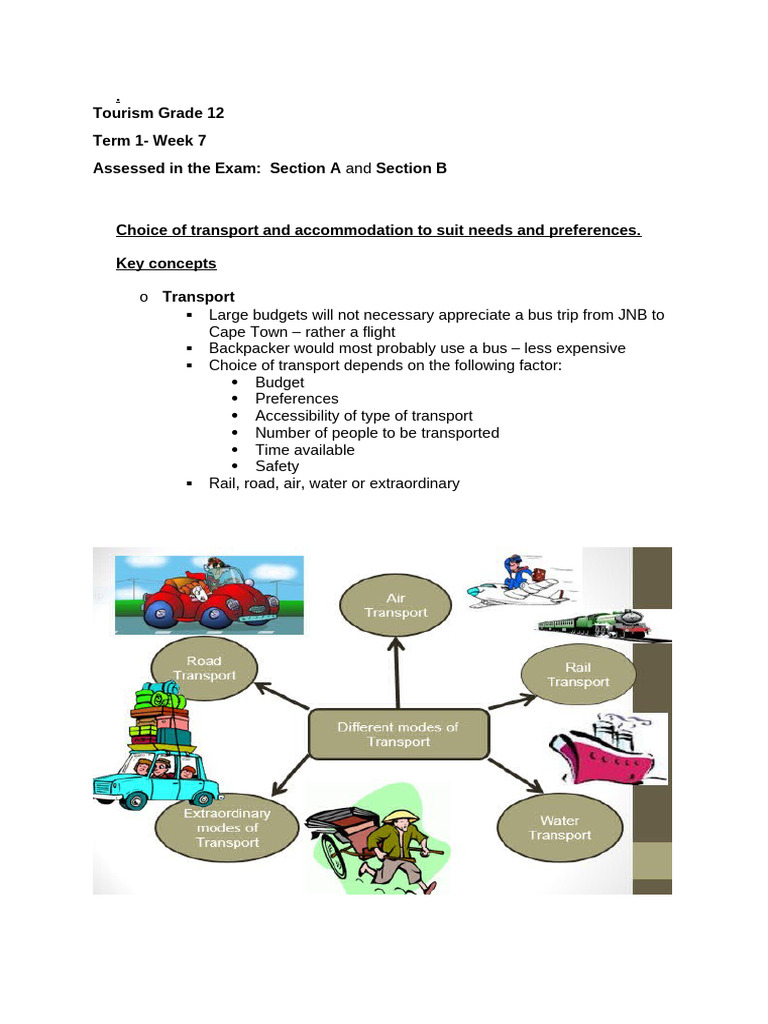 Grade 12 GP Choice of Transport and Accommodation. | PDF | Hotel ...