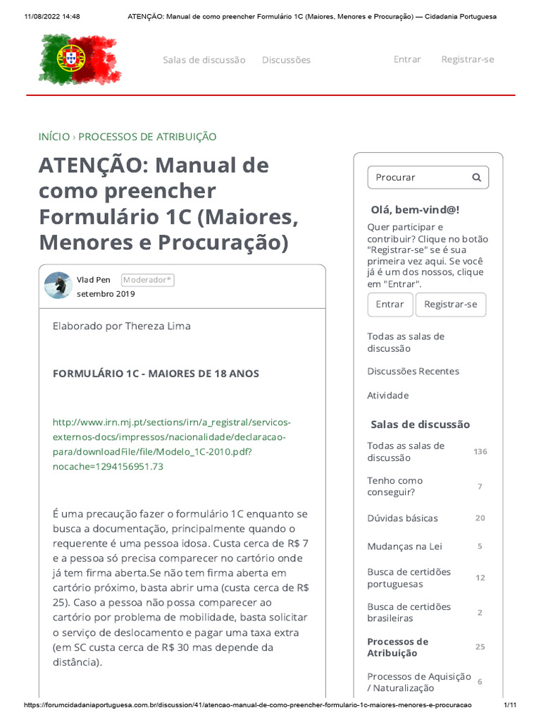 ATENÇÃO - Manual de Como Preencher Formulário 1C (Maiores, Menores e ...