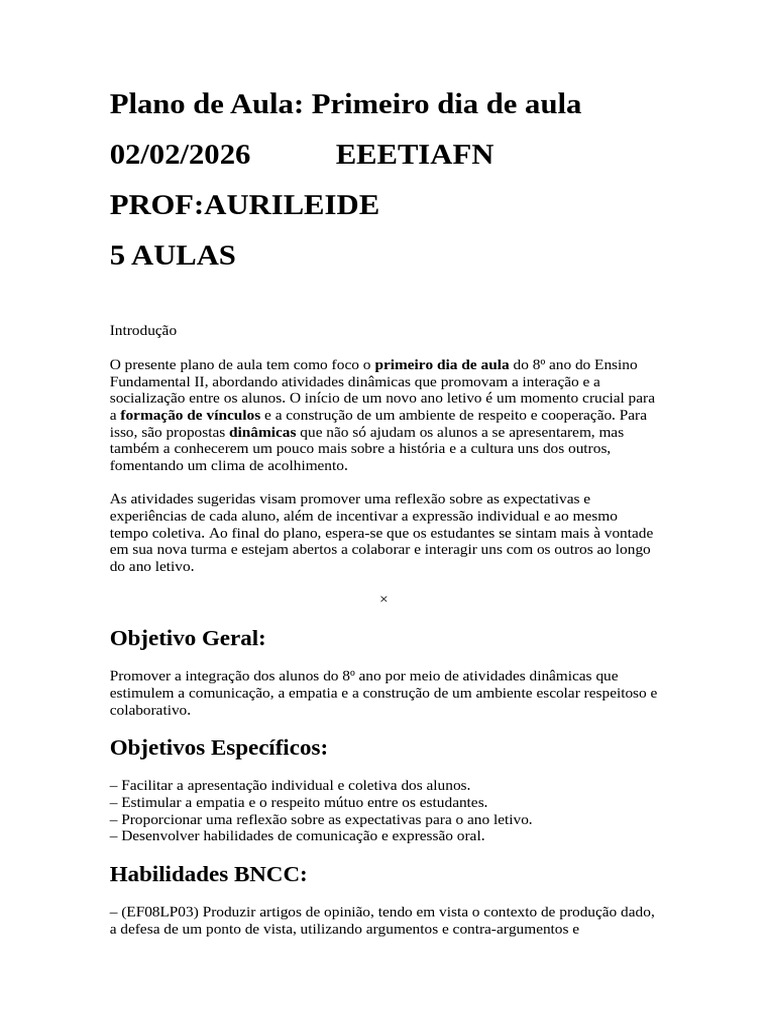 Plano de Aula 2026 | PDF | Empatia | Comunicação