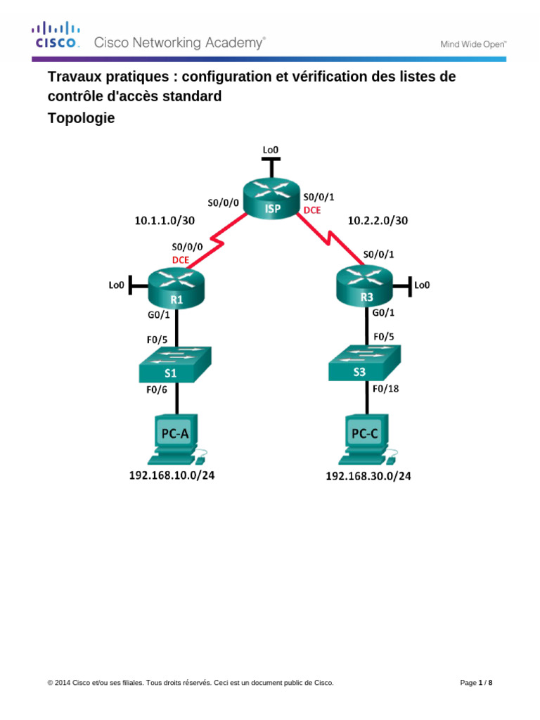 Lab - Configuring and Verifying Standard ACLs - ILM | PDF | Adresse IP ...