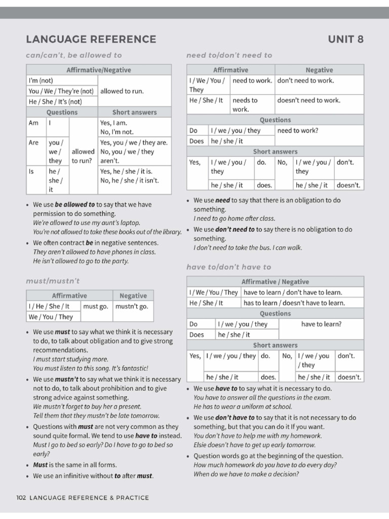 Language Reference Unit 8 and 9 | PDF