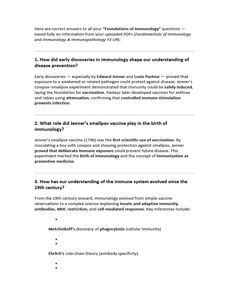 Answer Question in Immunology & Imm Part 1 | PDF | Immune System ...