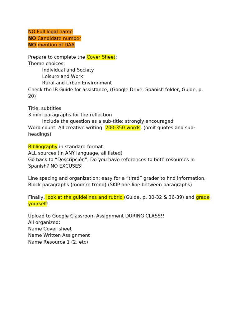 Checklist Spanish | PDF