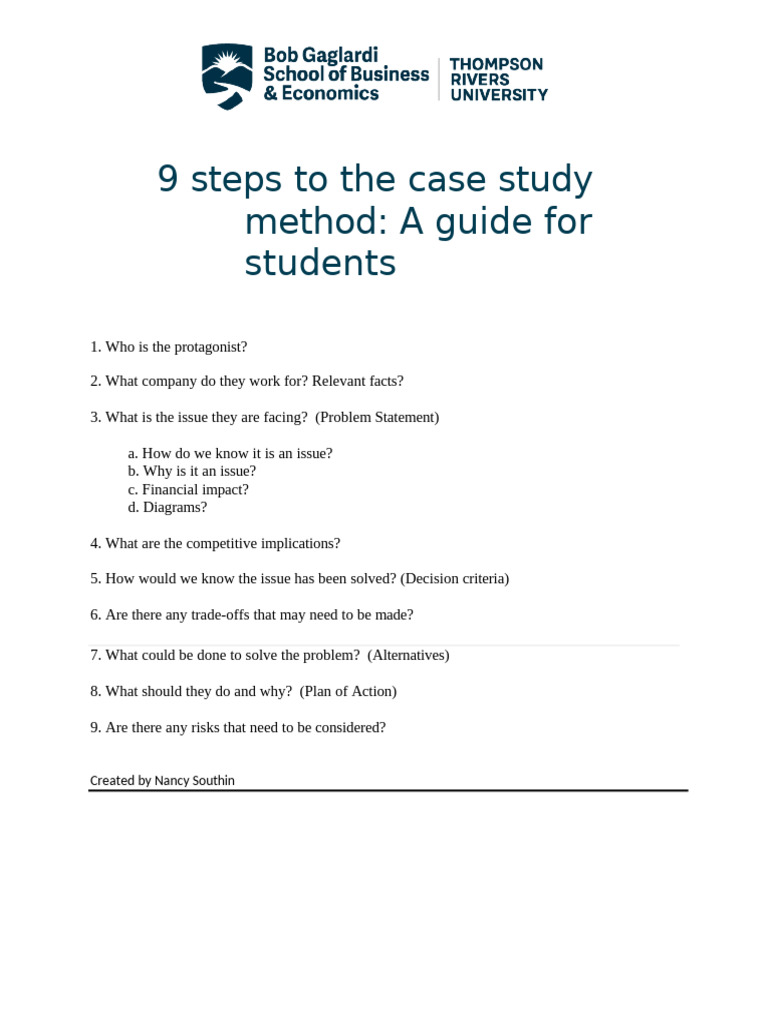 00 Handout TRU Case Method Step-By-step | PDF