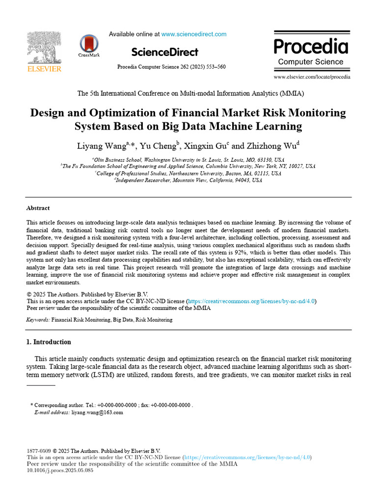 Design and Optimization of Financial Market Risk Monitoring | PDF ...