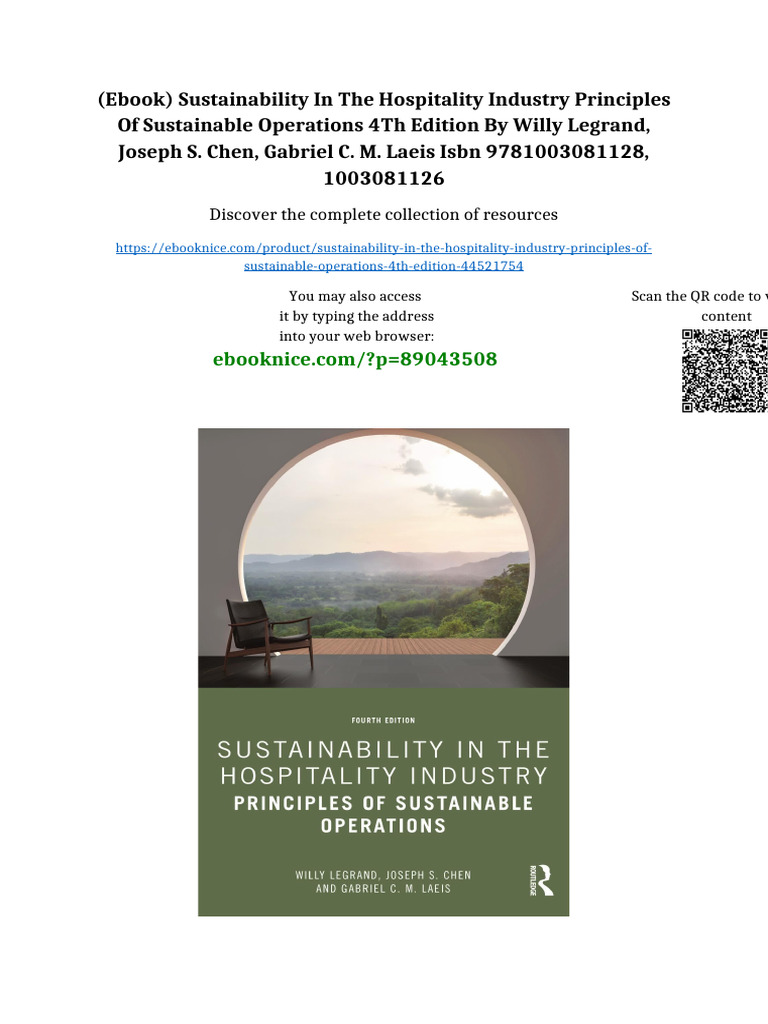 (Ebook) Sustainability in The Hospitality Industry Principles of ...