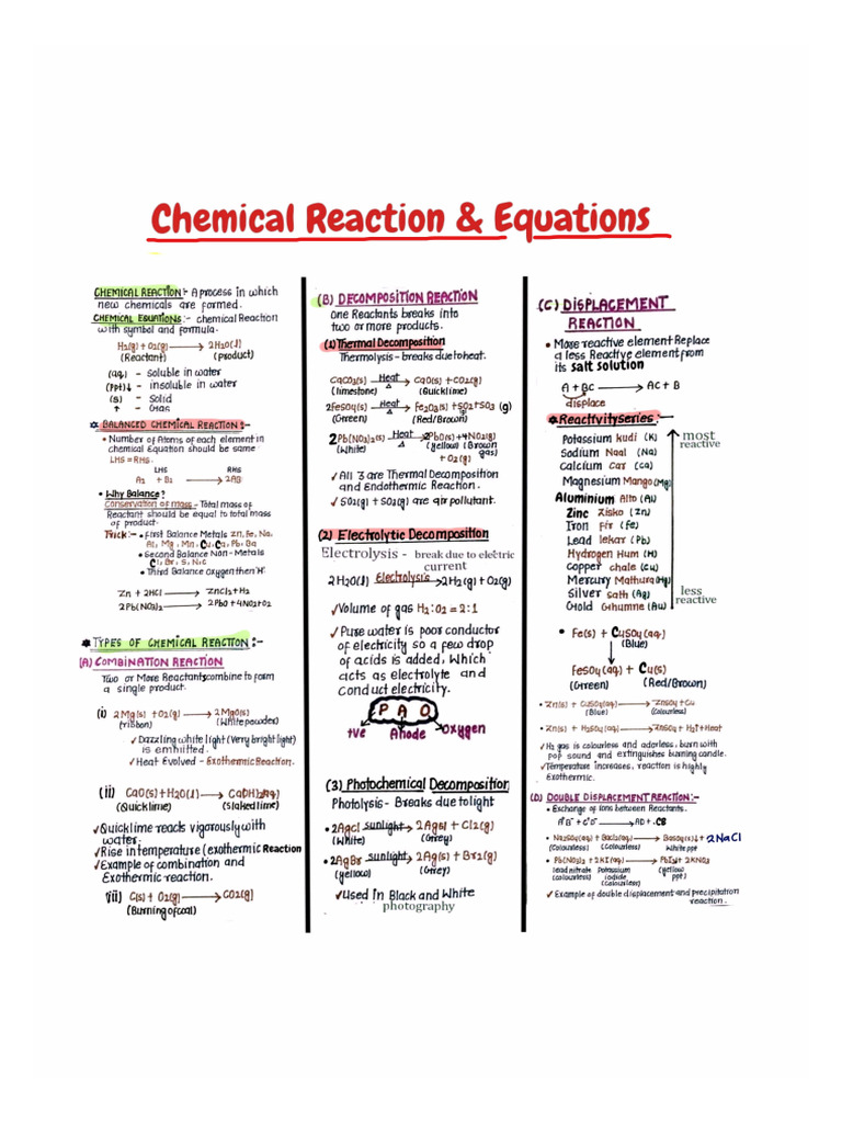 Class 10 Notes Chemistry Notes | PDF