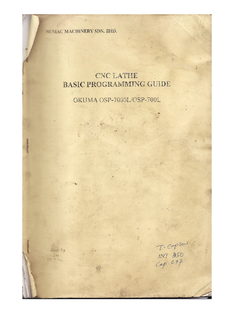 Okuma OSP 7000L OSP 700L Basic Programming Guide | PDF