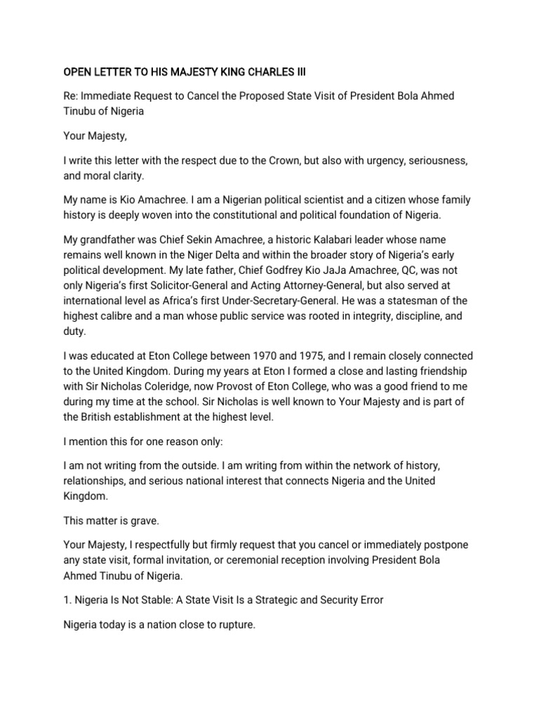Open Letter To King Charles III | PDF | Nigeria | Government