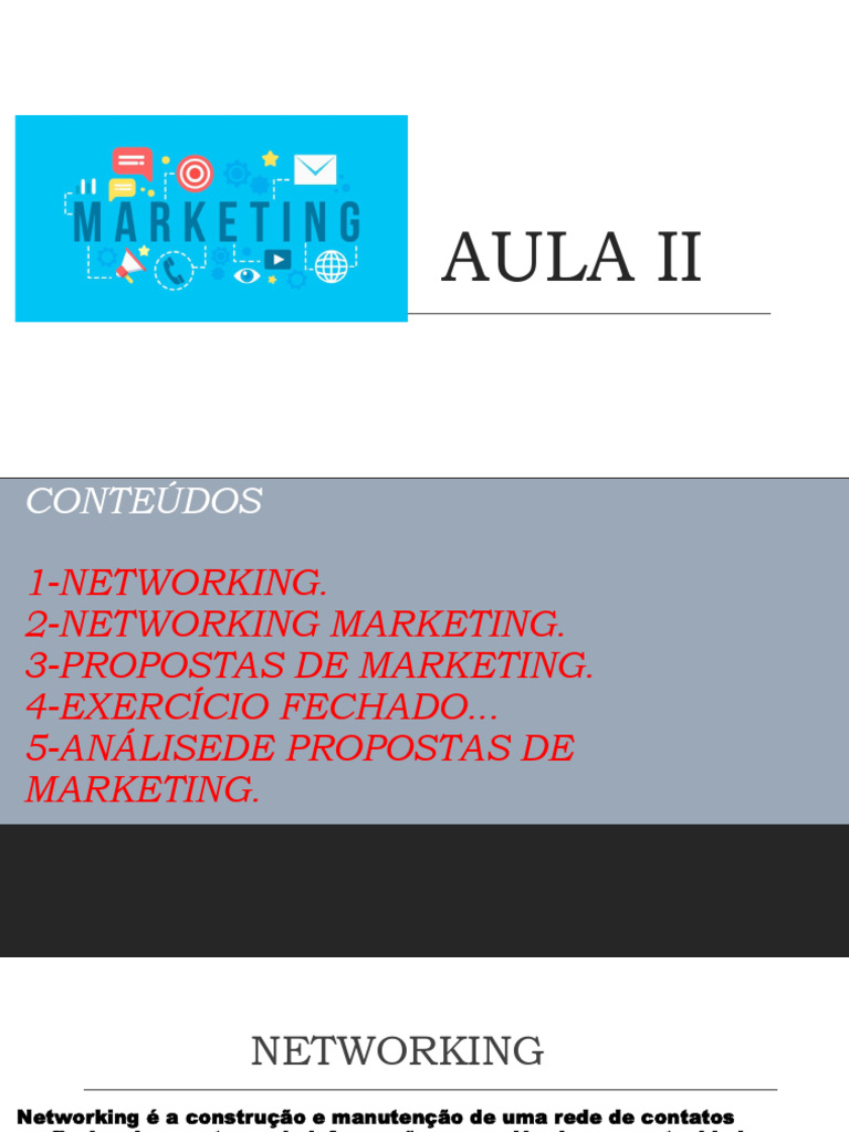 Aula II Marketing - Pot | PDF | Marketing | Marketing multinível
