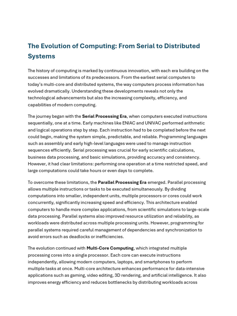 The Evolution of Computing From Serial To Distributed System | PDF ...