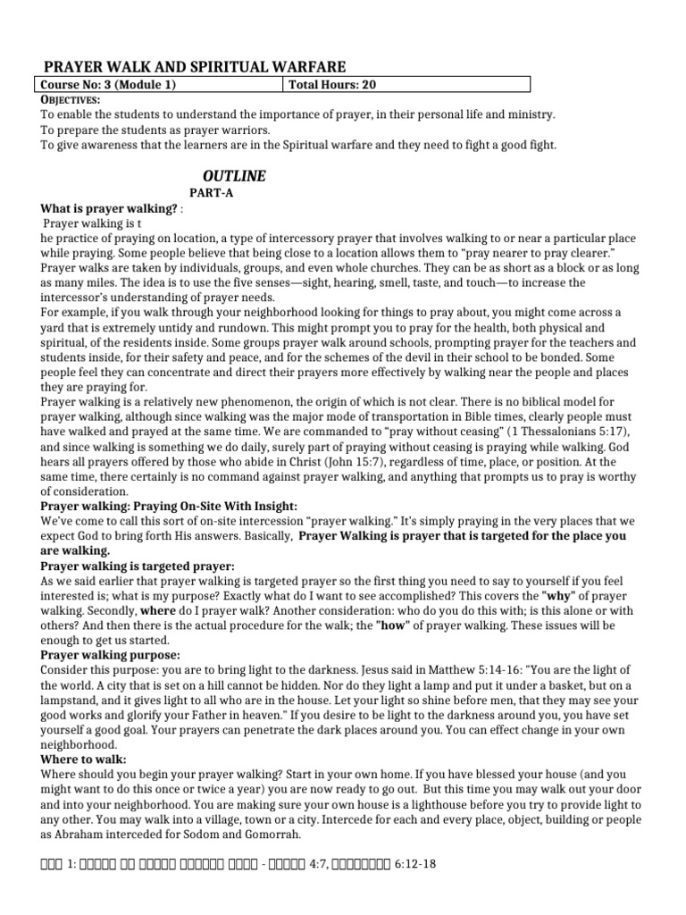 Prayer Walk and Spiritual Warfare | PDF