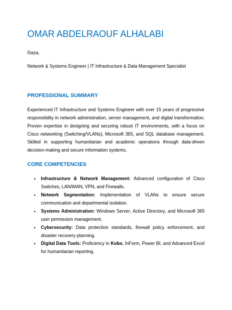 OMAR ALHALABI - Information Technology Officer - CV | PDF | Computer ...