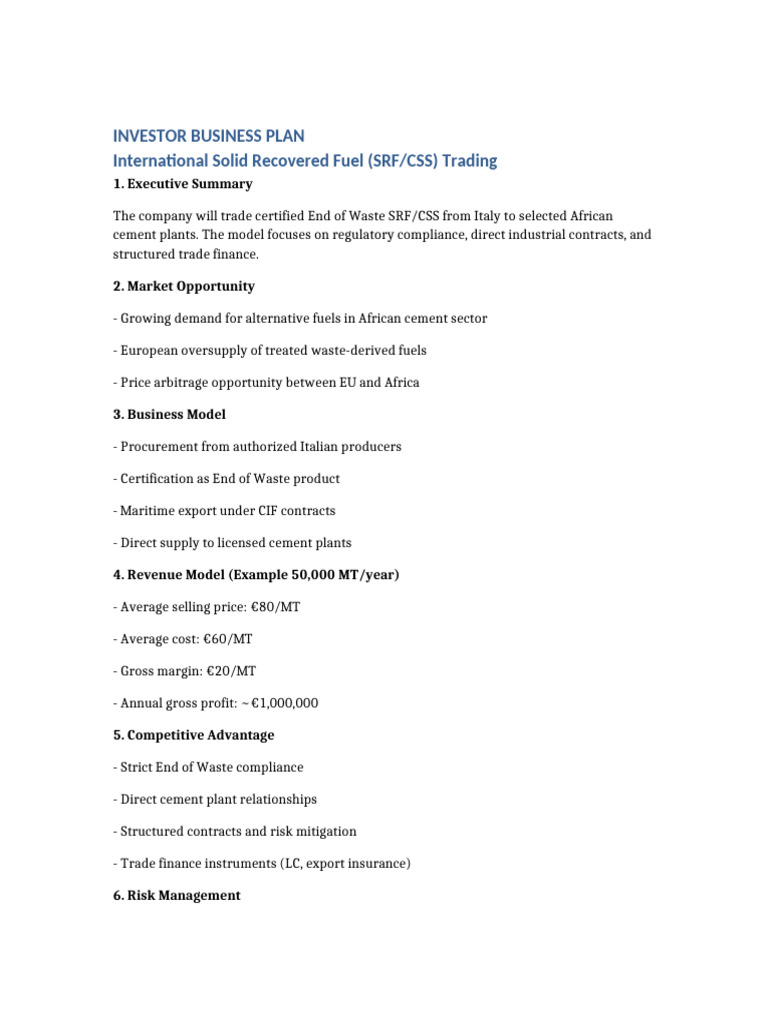 Investor Business Plan CSS Trading | PDF