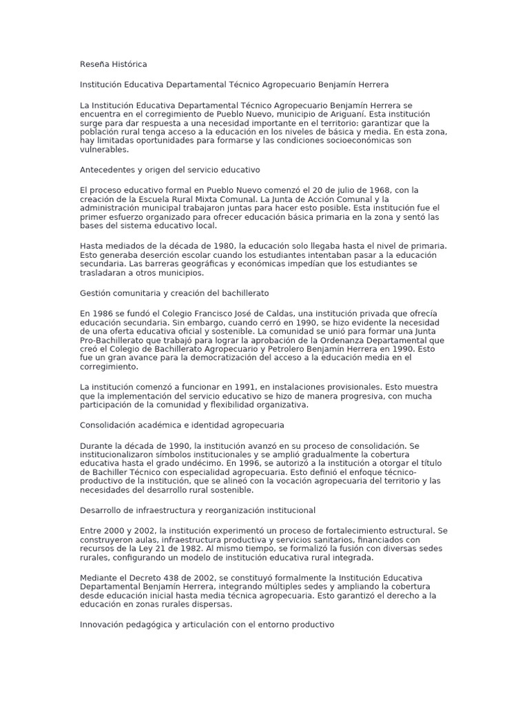 Reseña Histórica - Docx2 | PDF | Educación de la primera infancia
