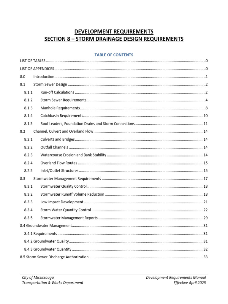 Section 8 Storm Drainage Design Requirements 2025 | PDF | Storm Drain ...