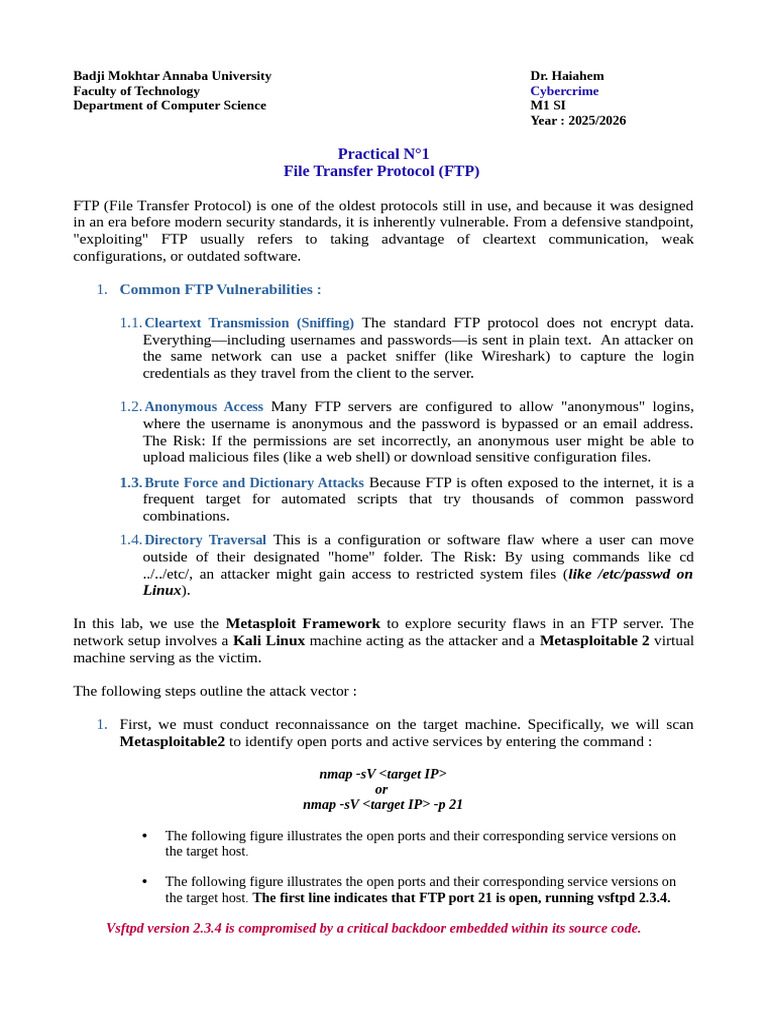 Common FTP Vulnerabilities:: Practical N°1 File Transfer Protocol (FTP ...