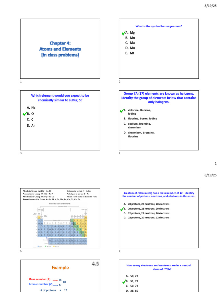 Chem 110 - Chapter 4 - Problems (Updated) | PDF | Chemical Elements ...