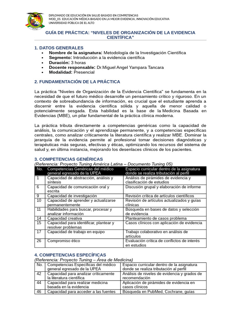 Guía de Práctica Evidencia Cientifica | PDF | Evidencia basada en ...