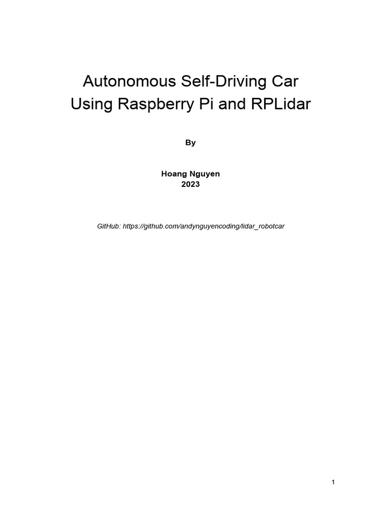 Autonomous Self Driving Car Using Raspberry Pi and RPLidar | PDF | Mean ...