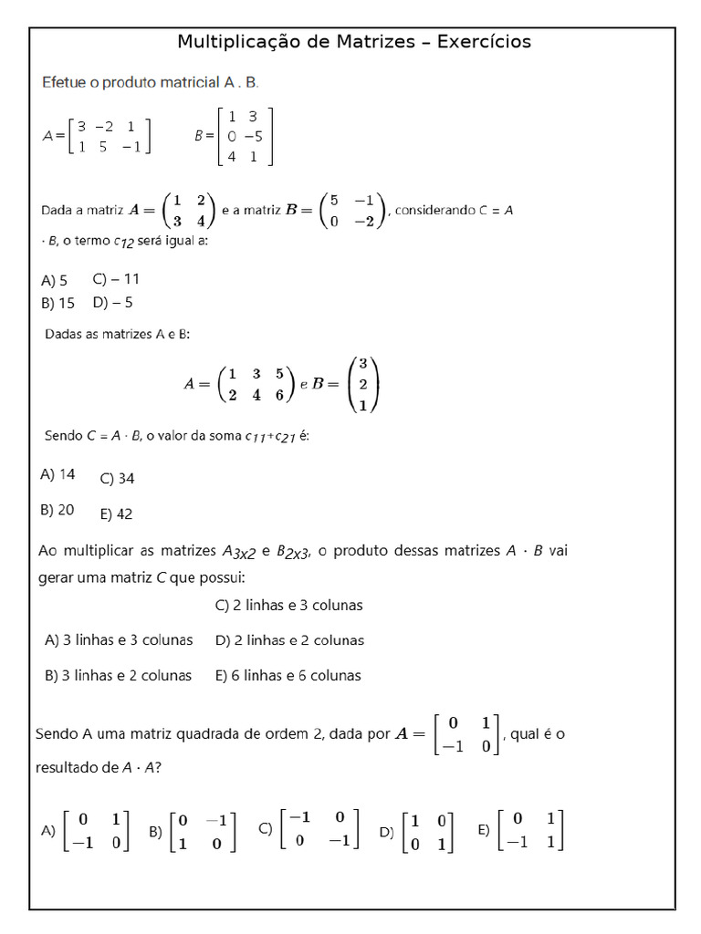 Multiplicação de Matrizes | PDF