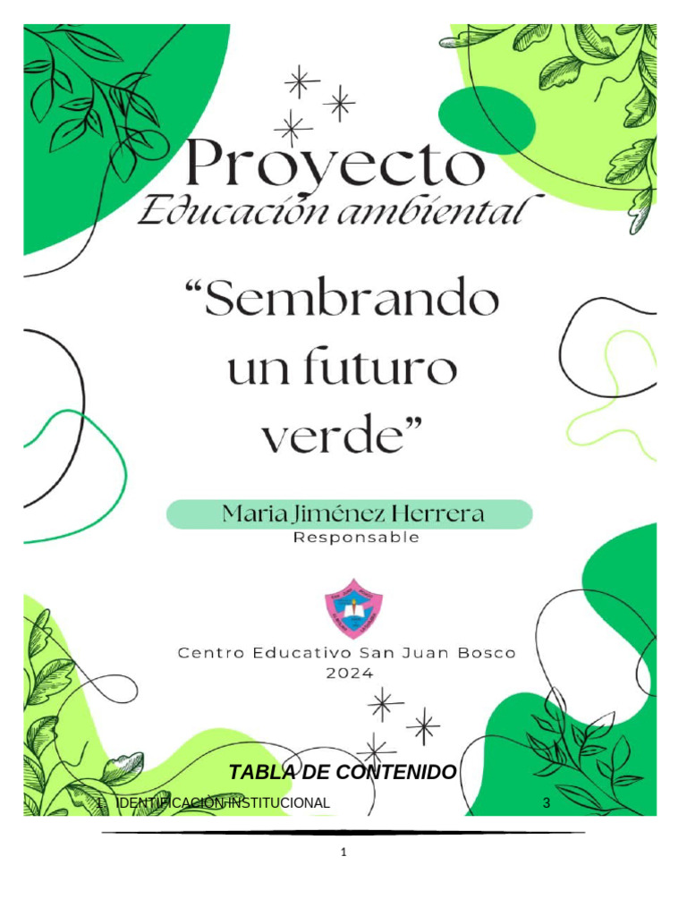 Proyecto de Educacion Ambiental Escolar 2024. | PDF | Plan de estudios ...