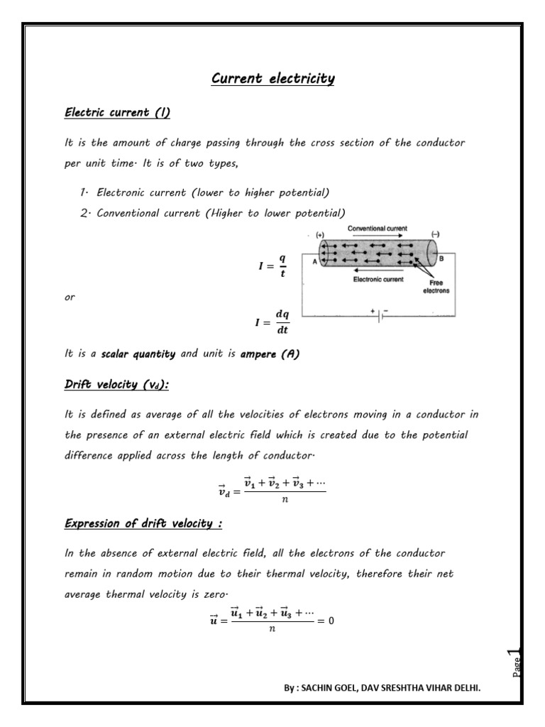 Notes Current Electricity (2025-26) | PDF | Electrical Resistance And ...